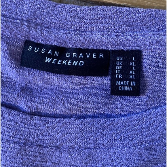 NEW Susan Graver Weekend Textured Crinkle Knit Top Size Large Women’s Lilac - Picture 3 of 7